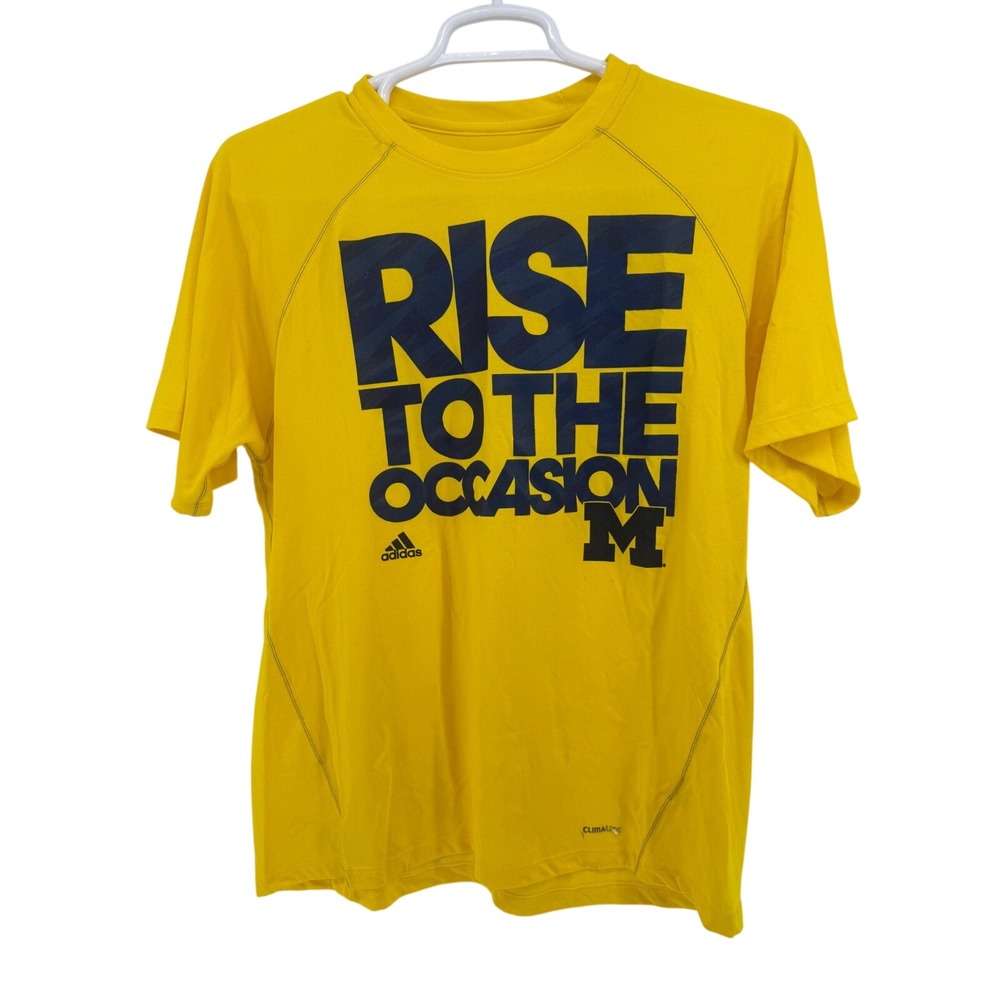 Adidas Climalite L Yellow‎ Rise To The Occasion T Shirt Tee L Michigan See pics